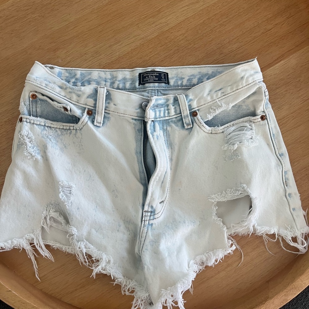 Abercrombie & Fitch Distressed White Jean Shorts